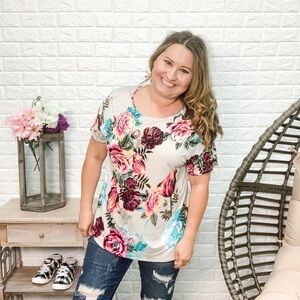 Floral Criss Cross Back Blouse